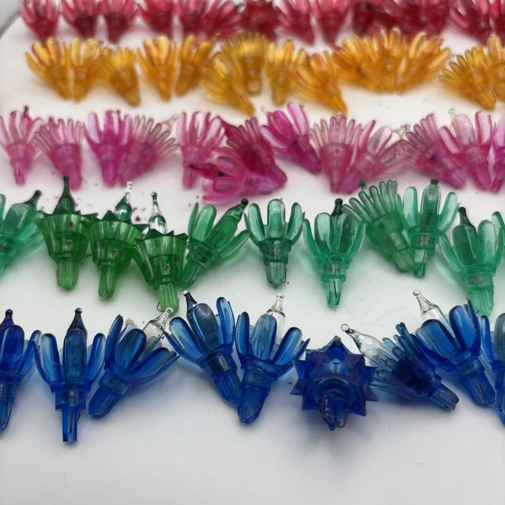 Vtg String Light Flower Tulip Sputnik Atomic Multi Color Covers Reflectors AS IS